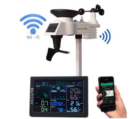 ACCUR8 DWS5100 5-in-1 Complete Solar-Powered WiFi Weather Station with Weather Alerts