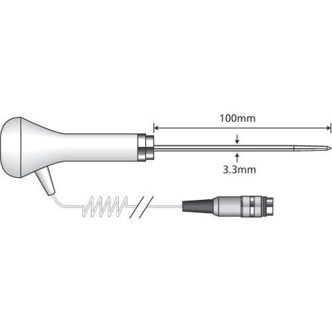 PX22L/C Food Penetration Probe - White End Cap - Thermistor - Curly